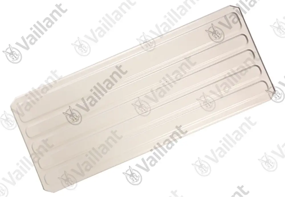 Vaillant Abdeckung für Klimaanlage in neutraler Farbe mit mehreren Längsrillen, geeignet zum Abdecken eines bestimmten Bereichs des Geräts.